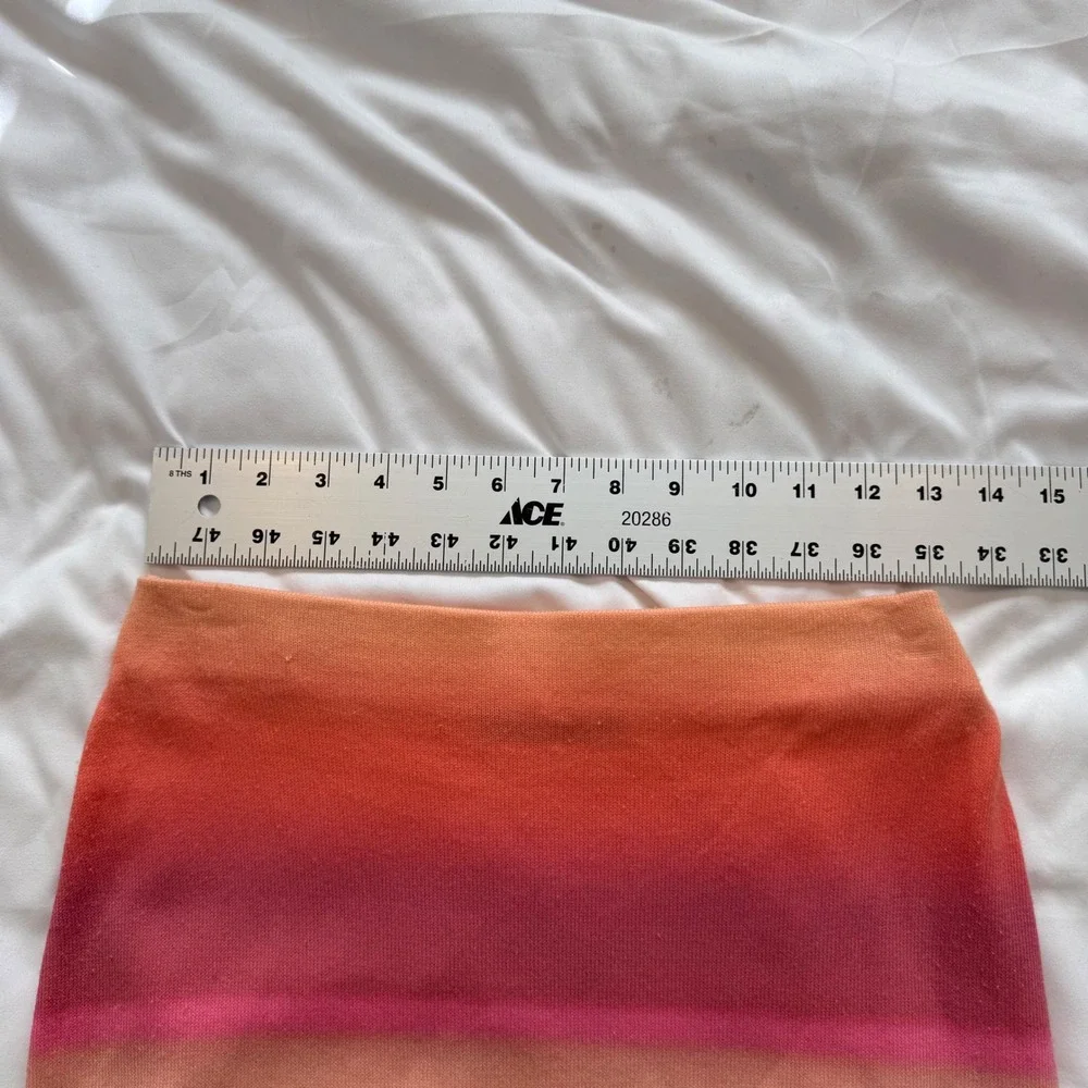 MNG Mango Pink Orange Ombre Stripe Knit Cropped Top and Midi Skirt Set Small
